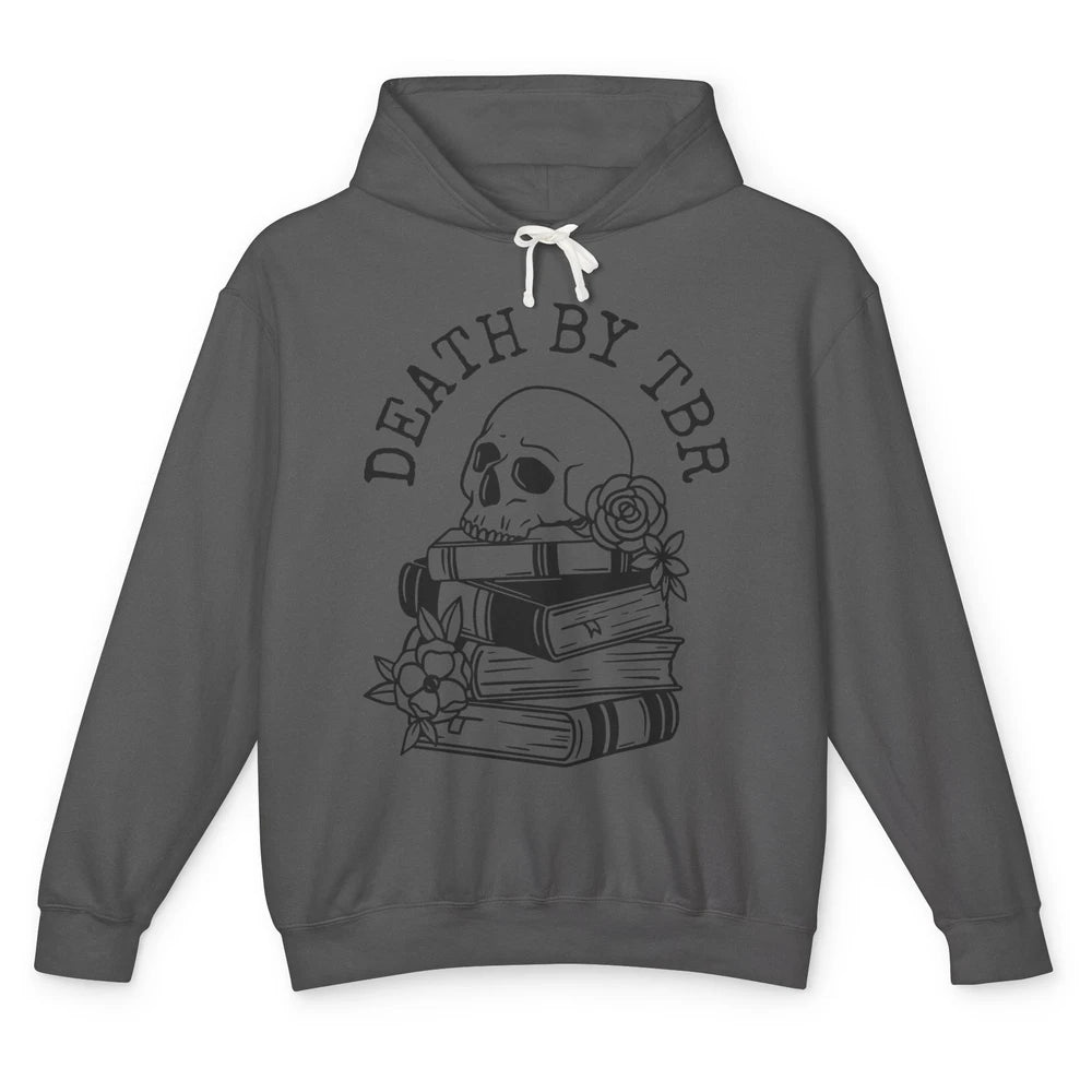 Floral Skull Books Death By TBR Book Reading Lovers Unisex Lightweight Hoodie