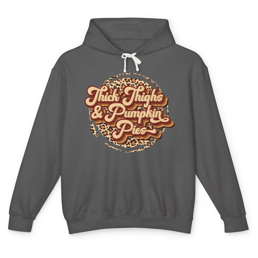 Leopard Thick Thighs and Pumpkin Pie Thanksgiving Halloween Unisex Lightweight Hoodie