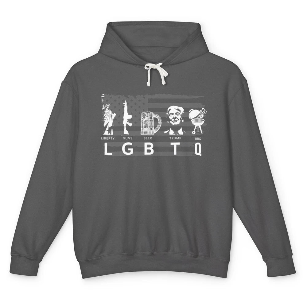 Funny Support LGBTQ Liberty Guns Beer Vote 2024 Republican Unisex Lightweight Hoodie