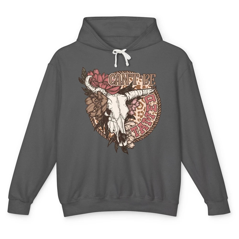 Floral Boho Bull Skull Can't Be Tamed Desert Western Country Unisex Lightweight Hoodie