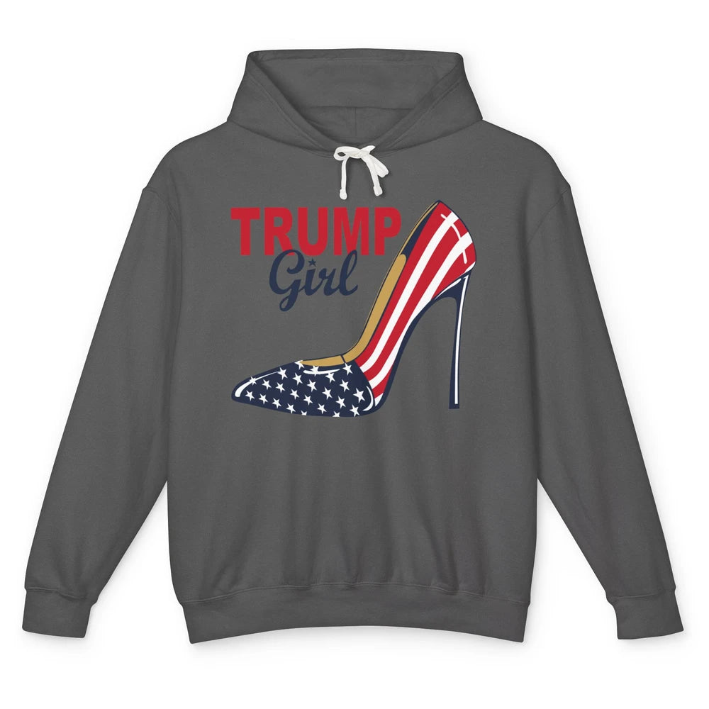 Trump Girl American Flag High Heels Republican Trump Support Unisex Lightweight Hoodie