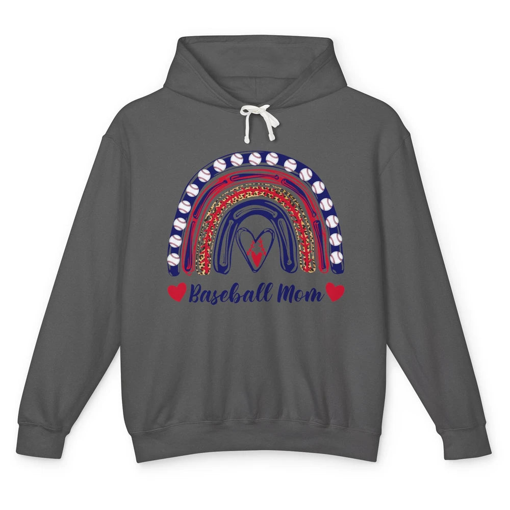 Baseball Mom Leopard Rainbow Proud Baseball Softball Players Unisex Lightweight Hoodie