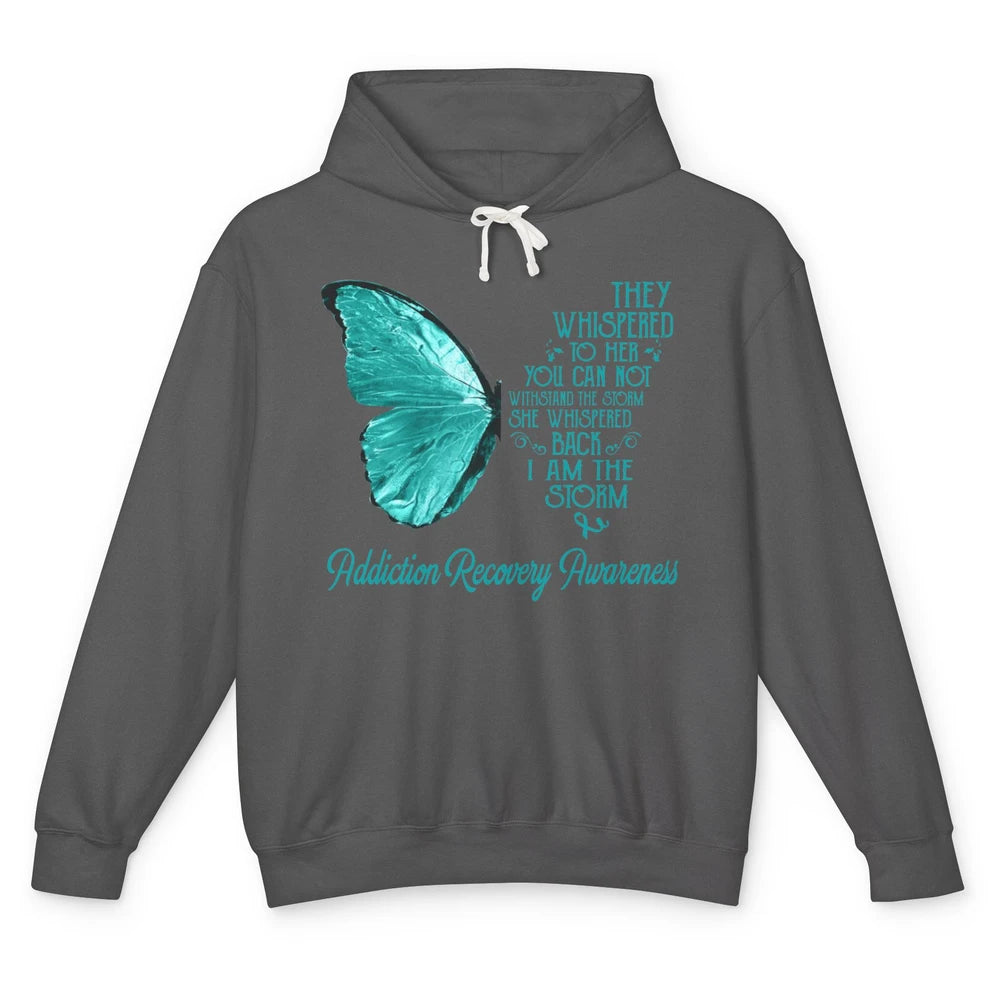 Addiction Recovery Awareness Ribbon Butterfly I'm The Storm Unisex Lightweight Hoodie