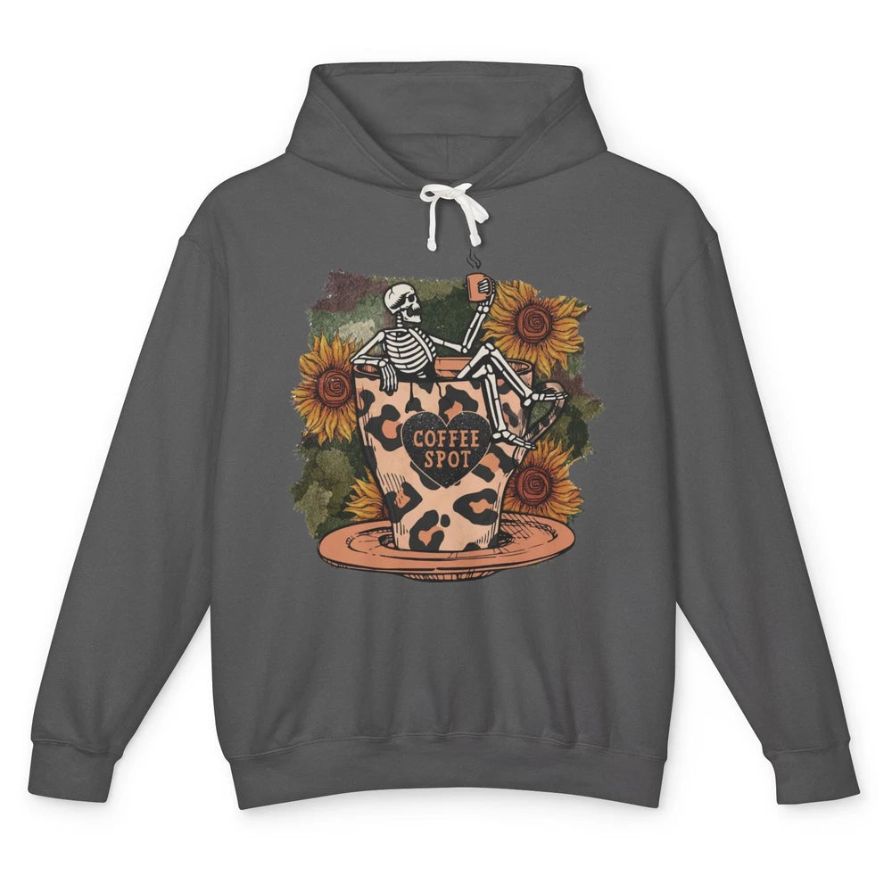 Sunflower Skeleton Dead Inside But Caffeinated Coffee Lovers Unisex Lightweight Hoodie