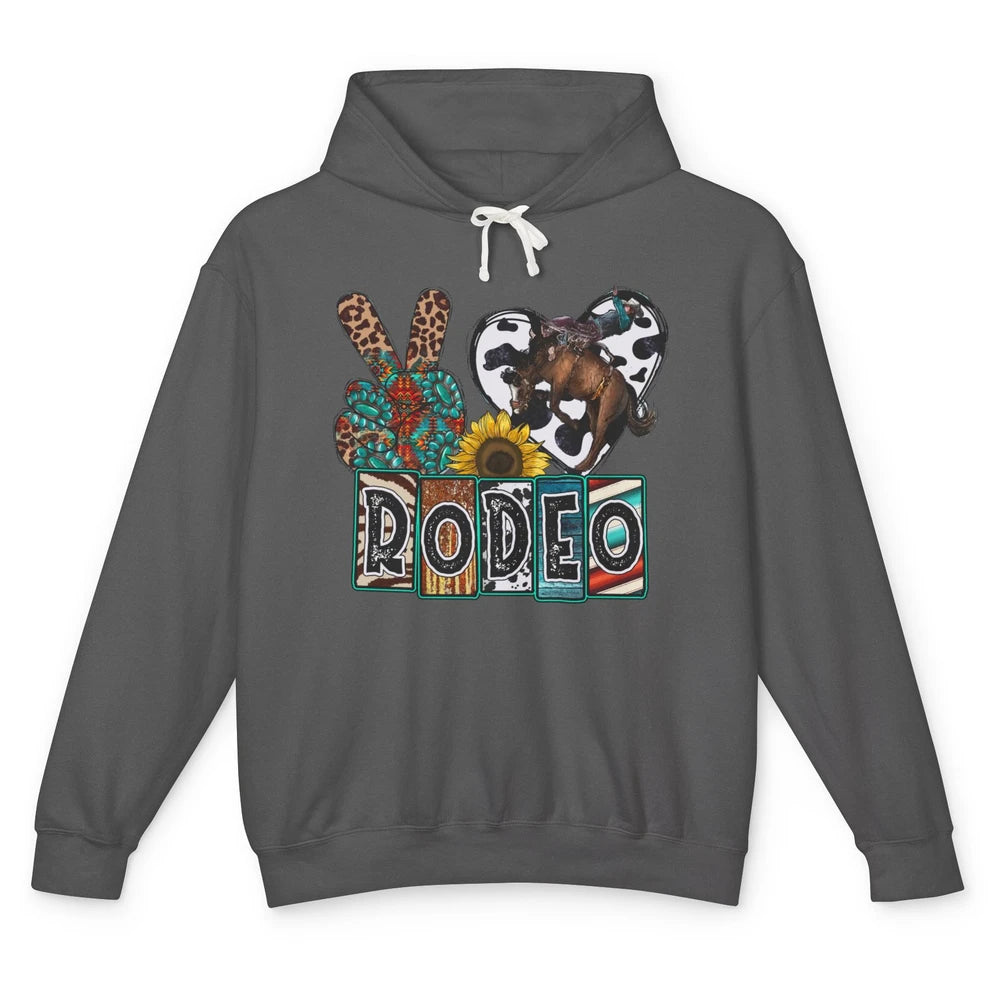 Sunflower Leopard Peace Love Rodeo Cowboy Western Country Unisex Lightweight Hoodie