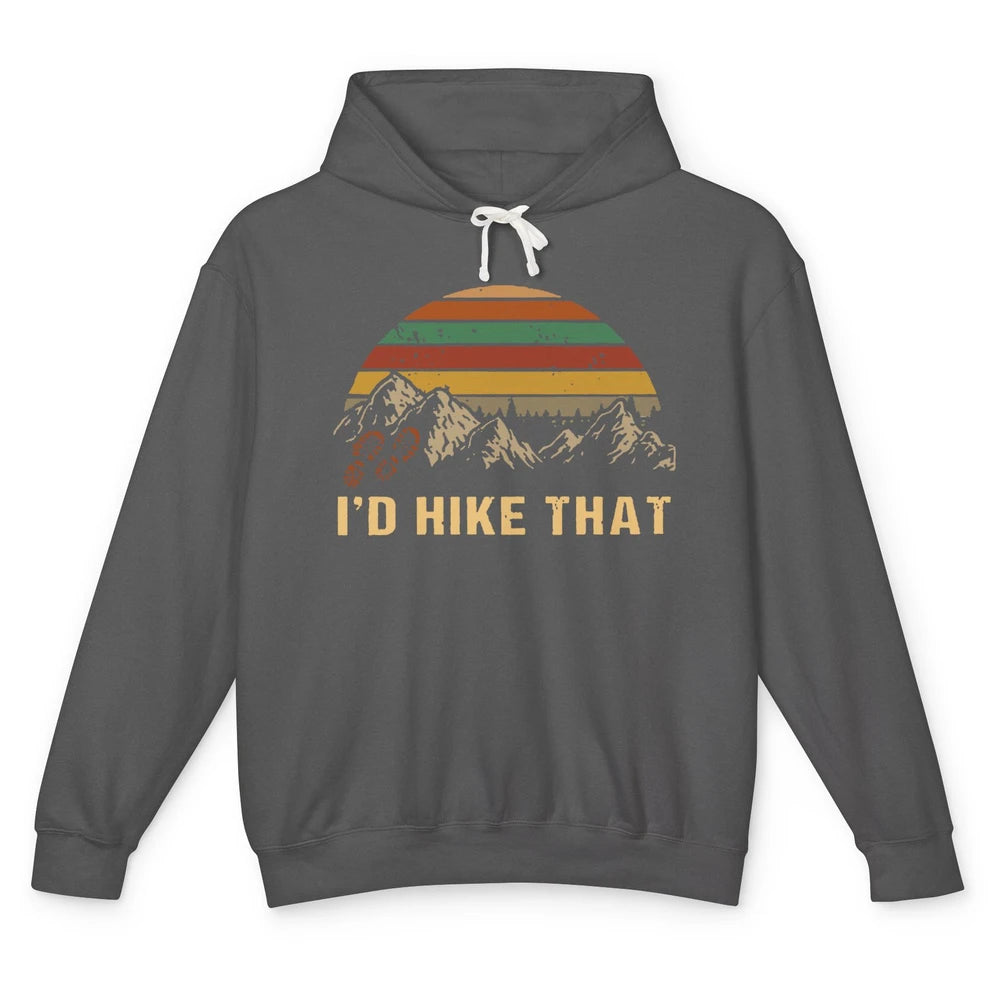 Vintage Mountain Hiking Boots I'd Hike That Adventure Hikers Unisex Lightweight Hoodie