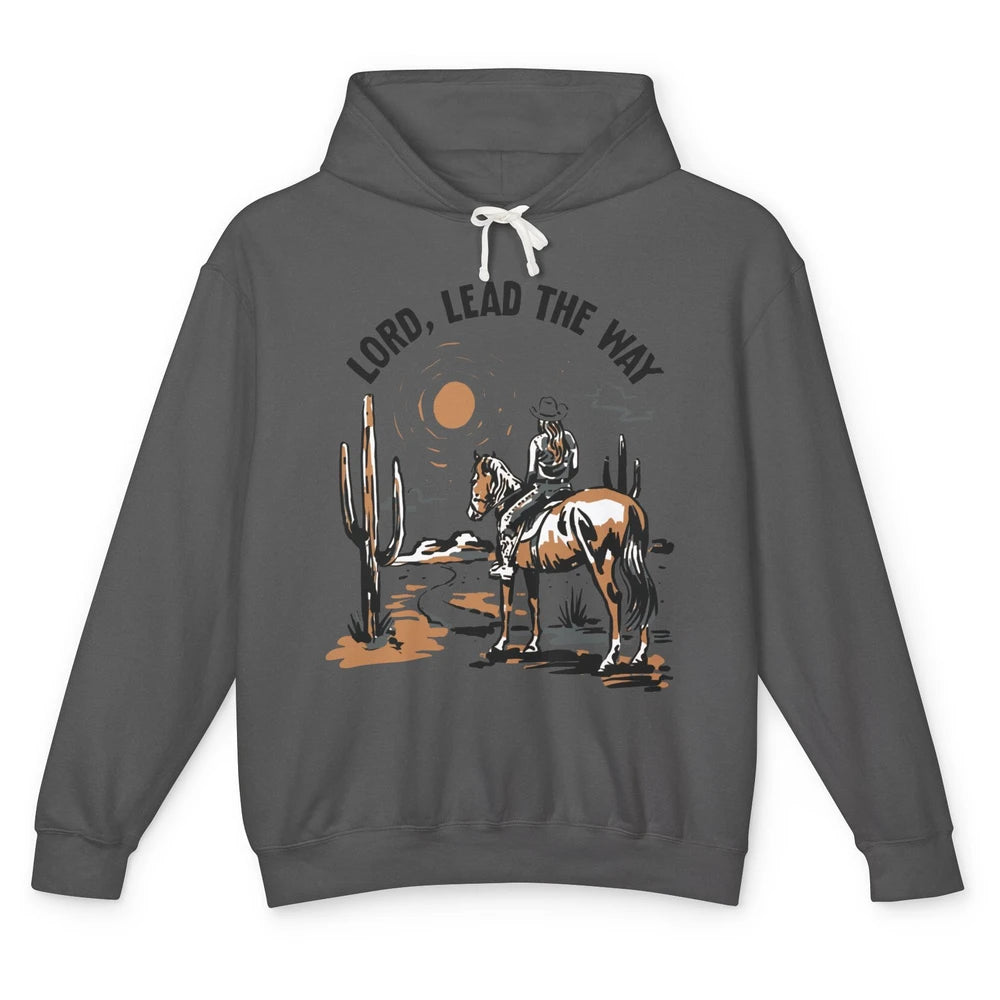 Retro Christian Cowgirl Lord Lead The Way Western Country Unisex Lightweight Hoodie