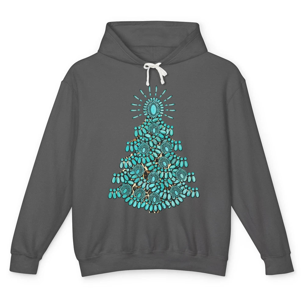 Turquoise Christmas Tree Western Christmas Country Farm Unisex Lightweight Hoodie