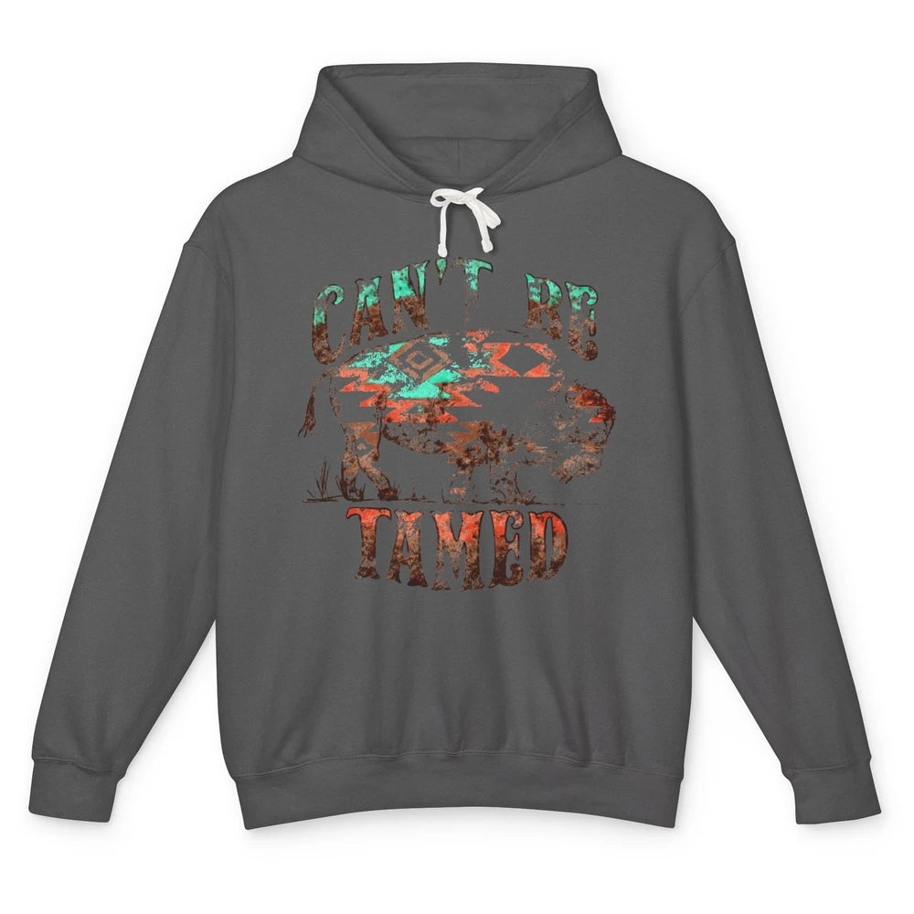 Retro Buffalo Aztec Can't Be Tamed Western Country Highland Unisex Lightweight Hoodie