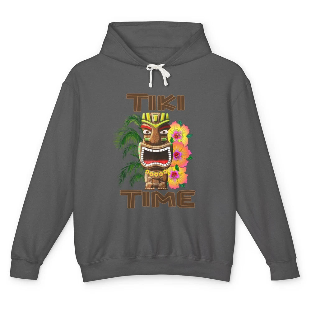 Aloha Flower Luau Tiki Time Hawaii Palm Tree Paradise Beach Unisex Lightweight Hoodie