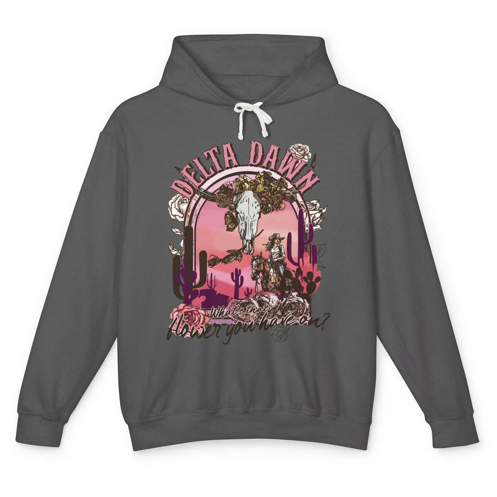 Floral Boho Bull Skull Delta Dawn Desert Western Country Unisex Lightweight Hoodie