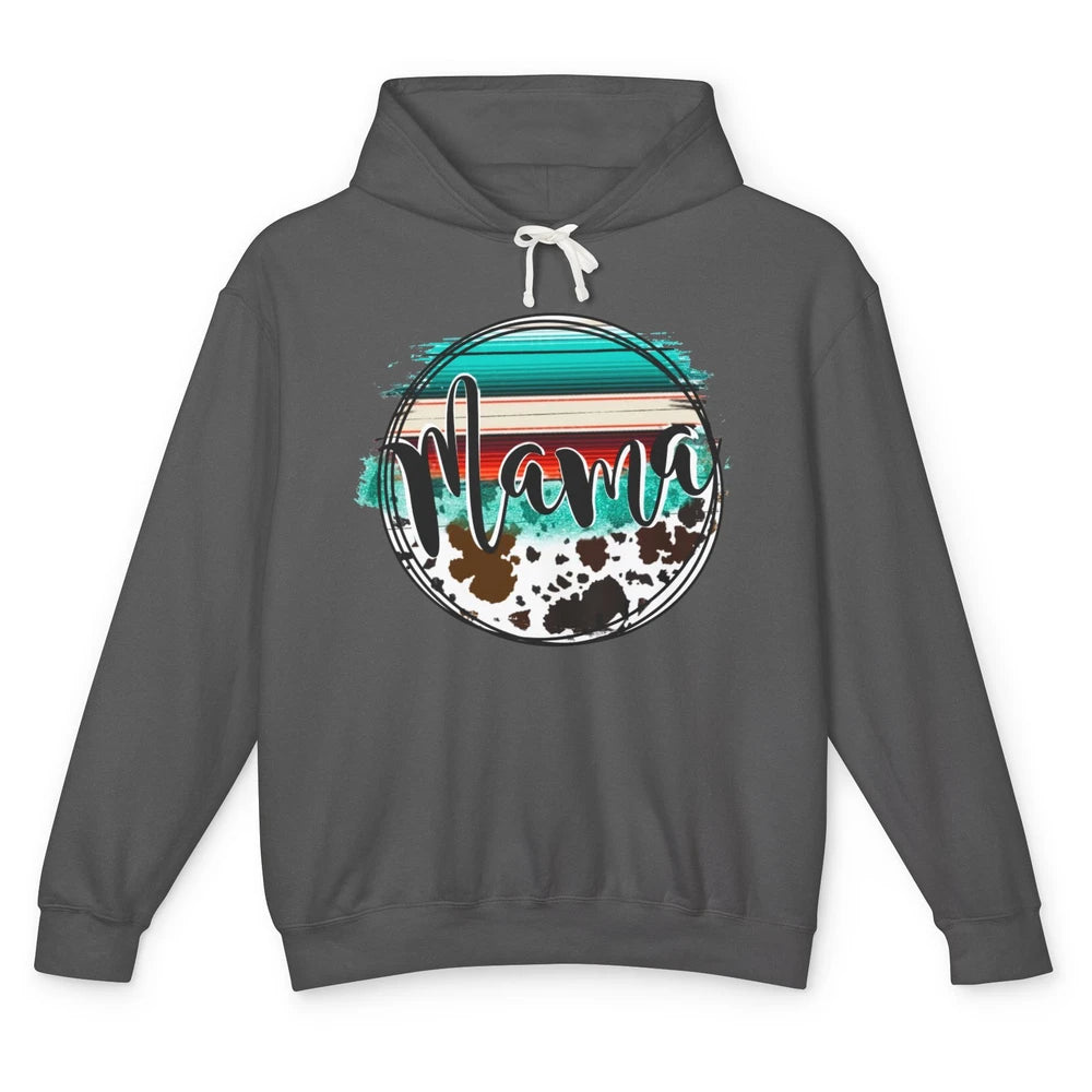 Western Country Boho Mama Cowhide Turquoise Western Mama Unisex Lightweight Hoodie