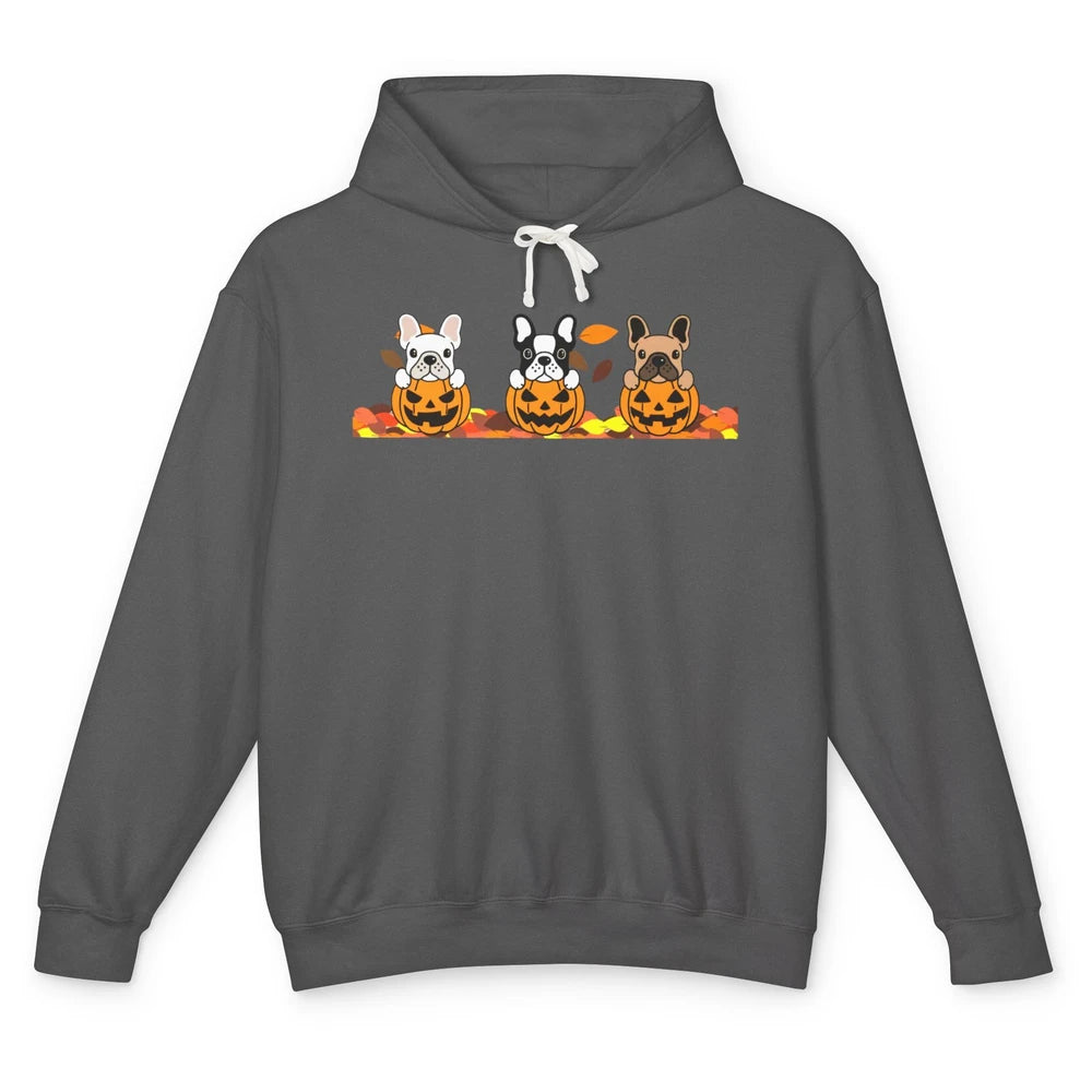 Frenchie Pumpkin Halloween French Bulldog Fall Dog Lovers Unisex Lightweight Hoodie