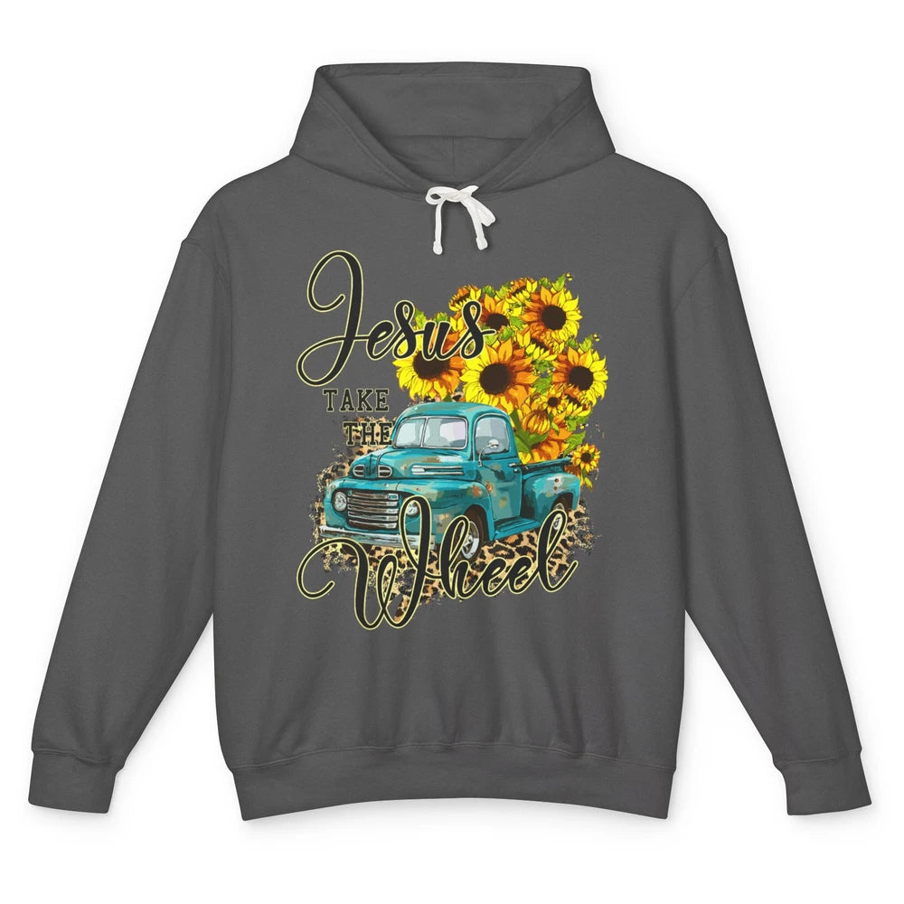 Sunflower Jesus Take The Wheel Christian Leopard God Bible Unisex Lightweight Hoodie