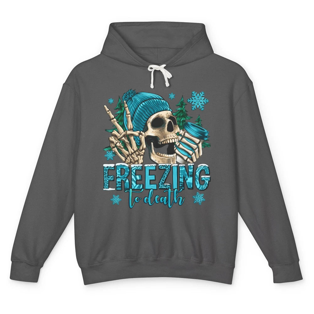 Funny Leopard Skull Freezing To Death Funny Christmas Winter Unisex Lightweight Hoodie