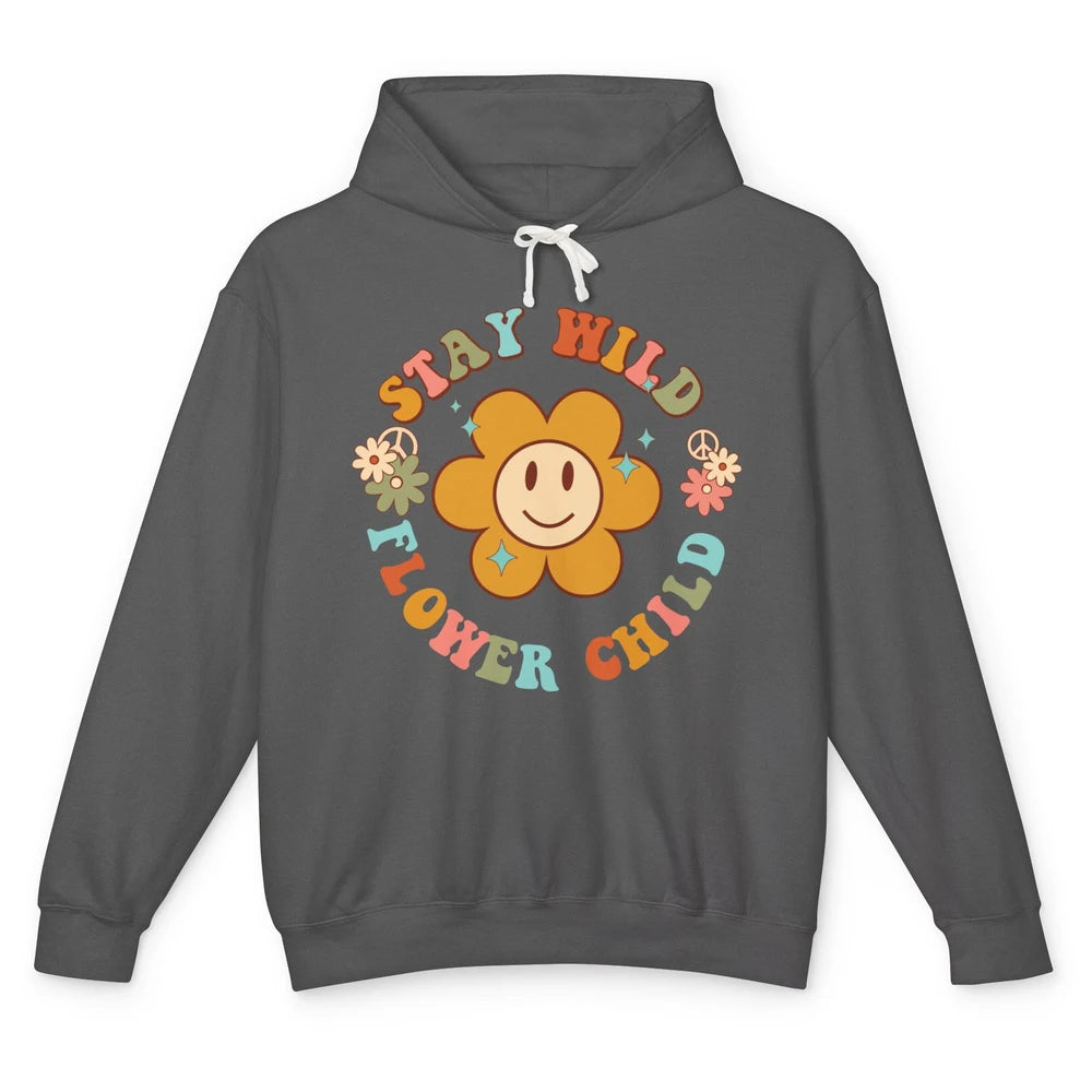 Groovy Stay Wild Flower Child Mental Health Daisy Flowers Unisex Lightweight Hoodie