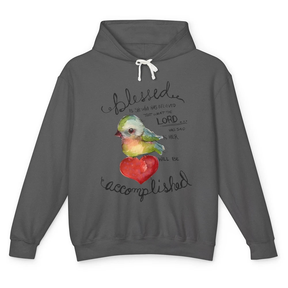 Christian Blessed Is She Who Believed Bible Verse Religious Unisex Lightweight Hoodie