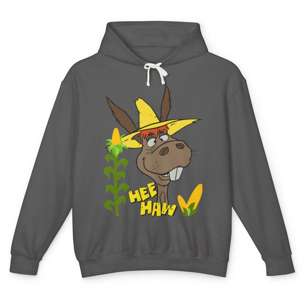 Funny Donkey Face Hee Haw Farming Life Farm Animal Corn Life Unisex Lightweight Hoodie