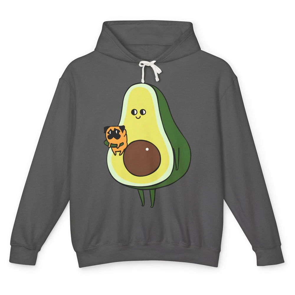 Avocado With Pug Funny Avocado Vegan Pug Lovers Gift Unisex Lightweight Hoodie