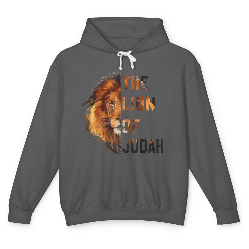 Yeshua Lion Of Judah Bible Verse Christian Faith Religious Unisex Lightweight Hoodie