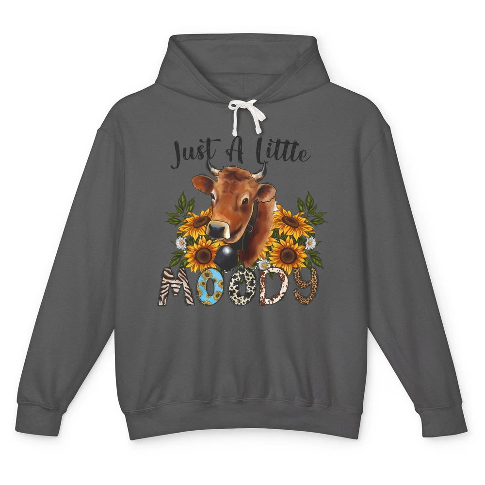 Sunflower Cow Just A Little Moody Leopard Western Country Unisex Lightweight Hoodie