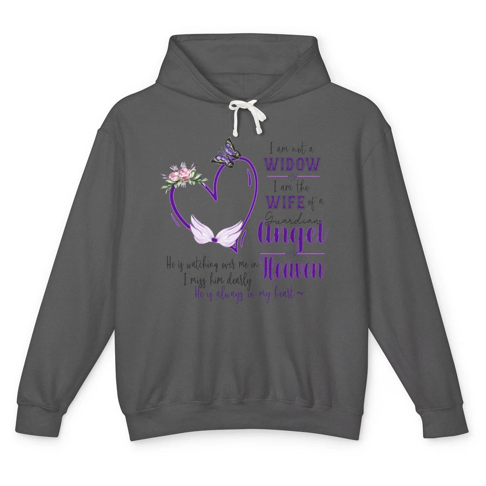 Husband In Heaven I'm Not A Widow Guardian Angel Memorial Unisex Lightweight Hoodie