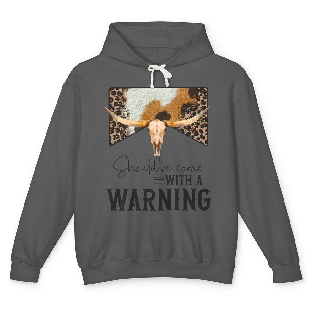 Leopard Cow Skull Should've Come With A Warning Western Unisex Lightweight Hoodie