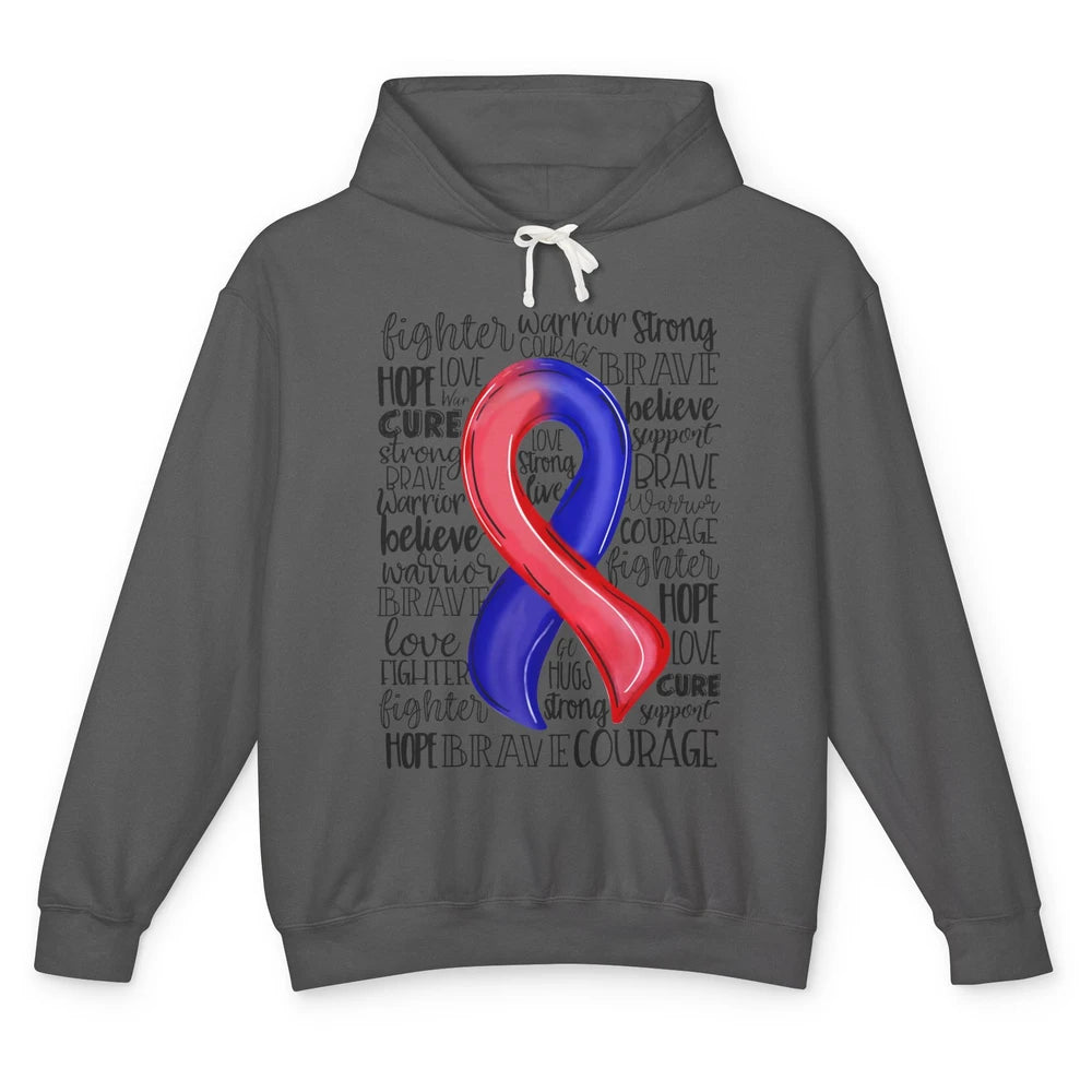 CHD Congenital Heart Disease Awareness Red And Blue Ribbon Unisex Lightweight Hoodie