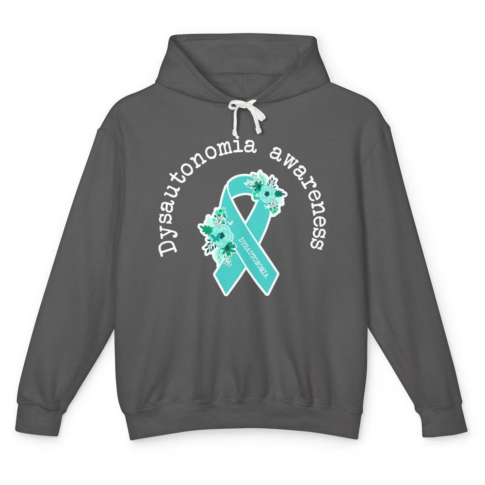 Dysautonomia Awareness Support Floral Blue Ribbon Rainbow Unisex Lightweight Hoodie