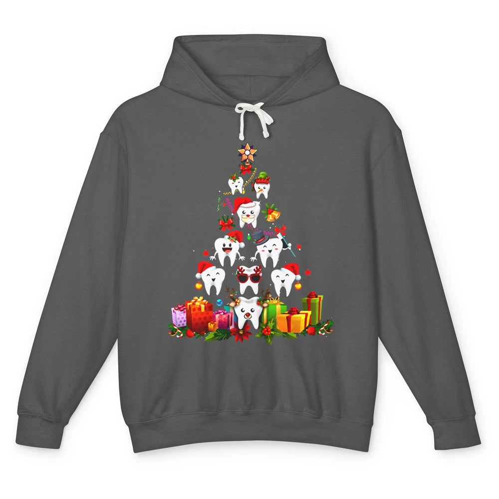 Funny Dentist Cute Teeth Christmas Tree Dental Christmas Unisex Lightweight Hoodie