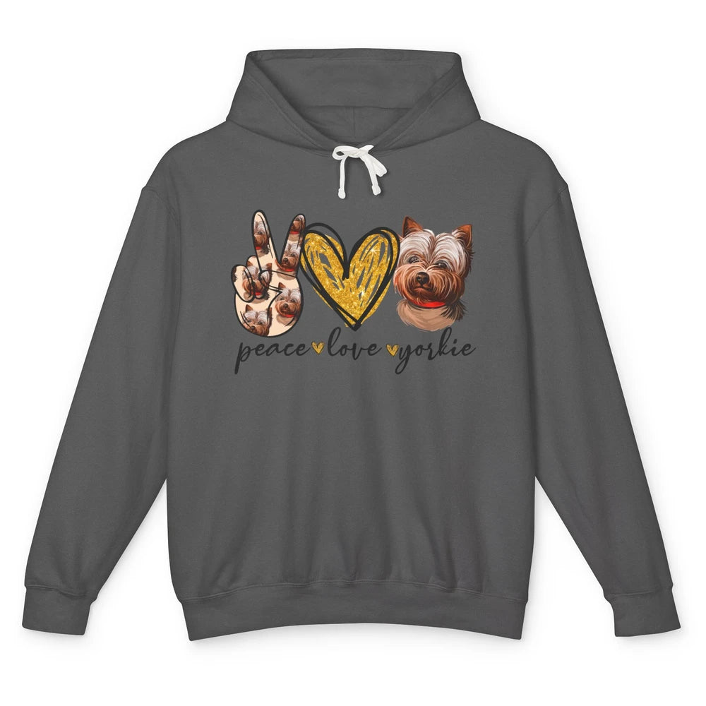 Peace Love Yorkie Dog Lovers Yorkshire Terrier Dad Mom Gift Unisex Lightweight Hoodie