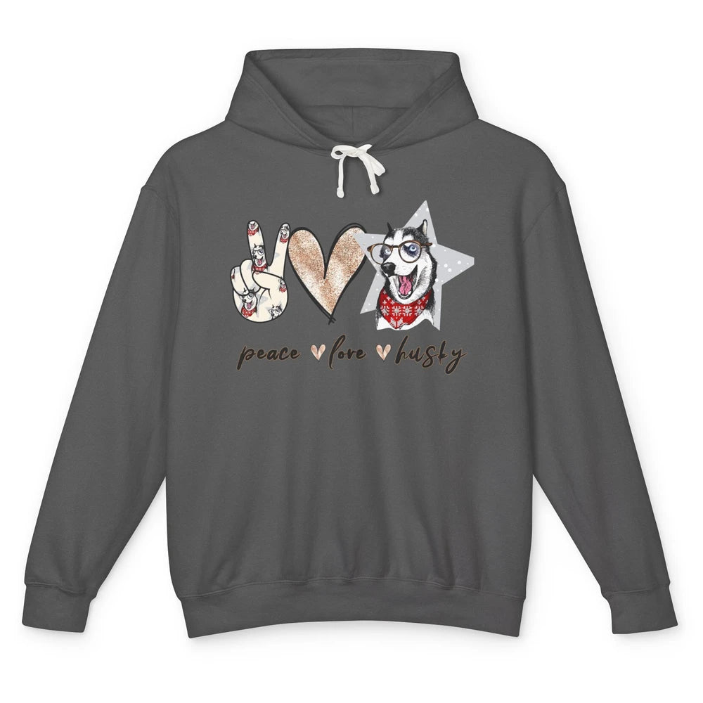 Peace Love Husky Funny Siberian Husky Mom Dog Lovers Gift Unisex Lightweight Hoodie