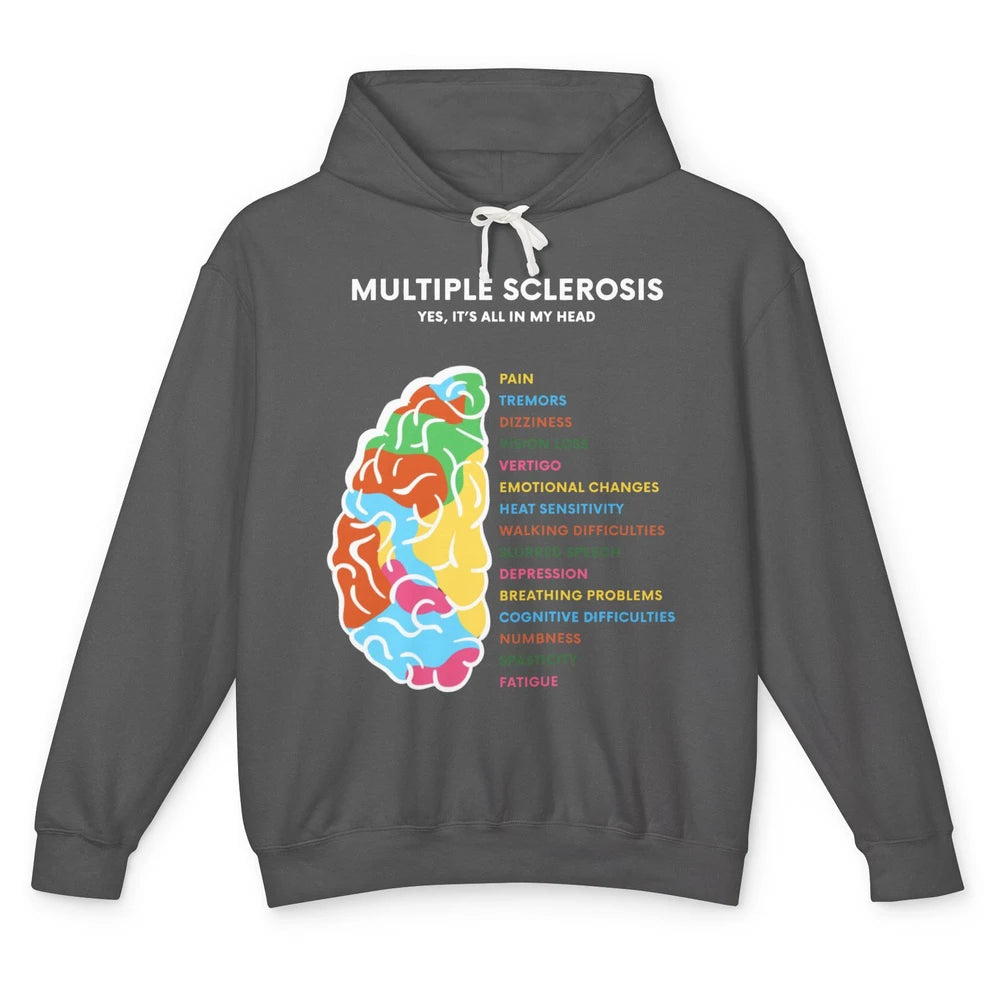 Multiple Sclerosis Awareness Its All In My Head Ms Ribbon Unisex Lightweight Hoodie