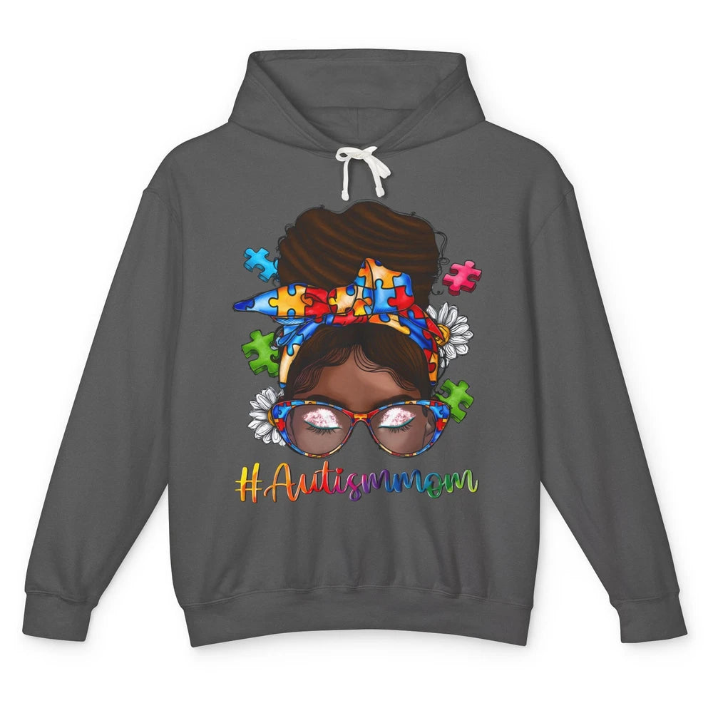 Autism Afro Mom Curly Hair American African Autism Awareness Unisex Lightweight Hoodie