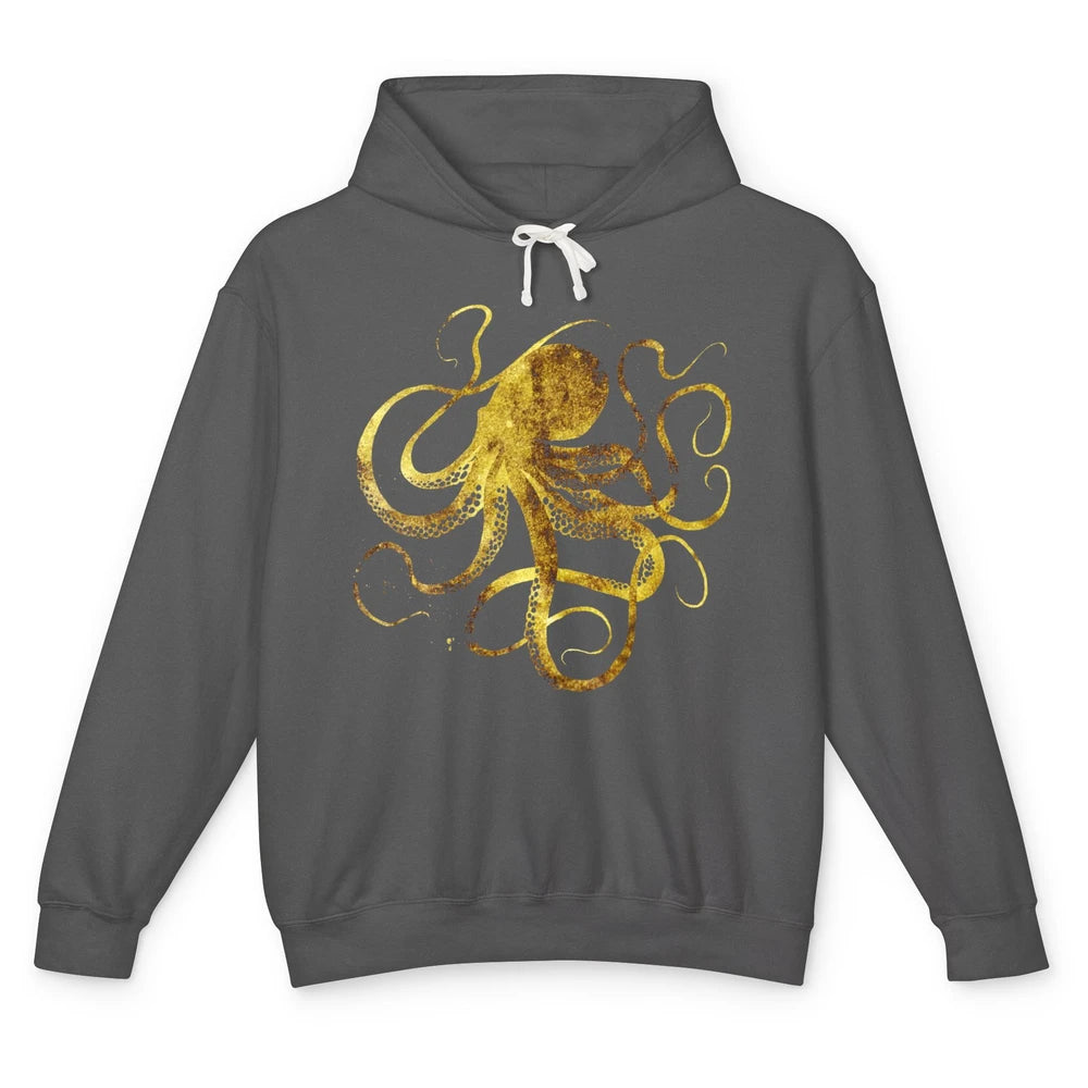 Squid Optical Illusion Octopus Japanese Calligraphy Gyotaku Unisex Lightweight Hoodie