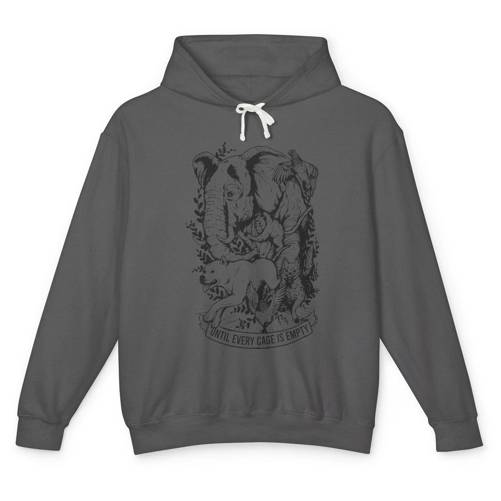 Until Every Cage Empty Farm Animal Rights Vegan Vegetarian Unisex Lightweight Hoodie