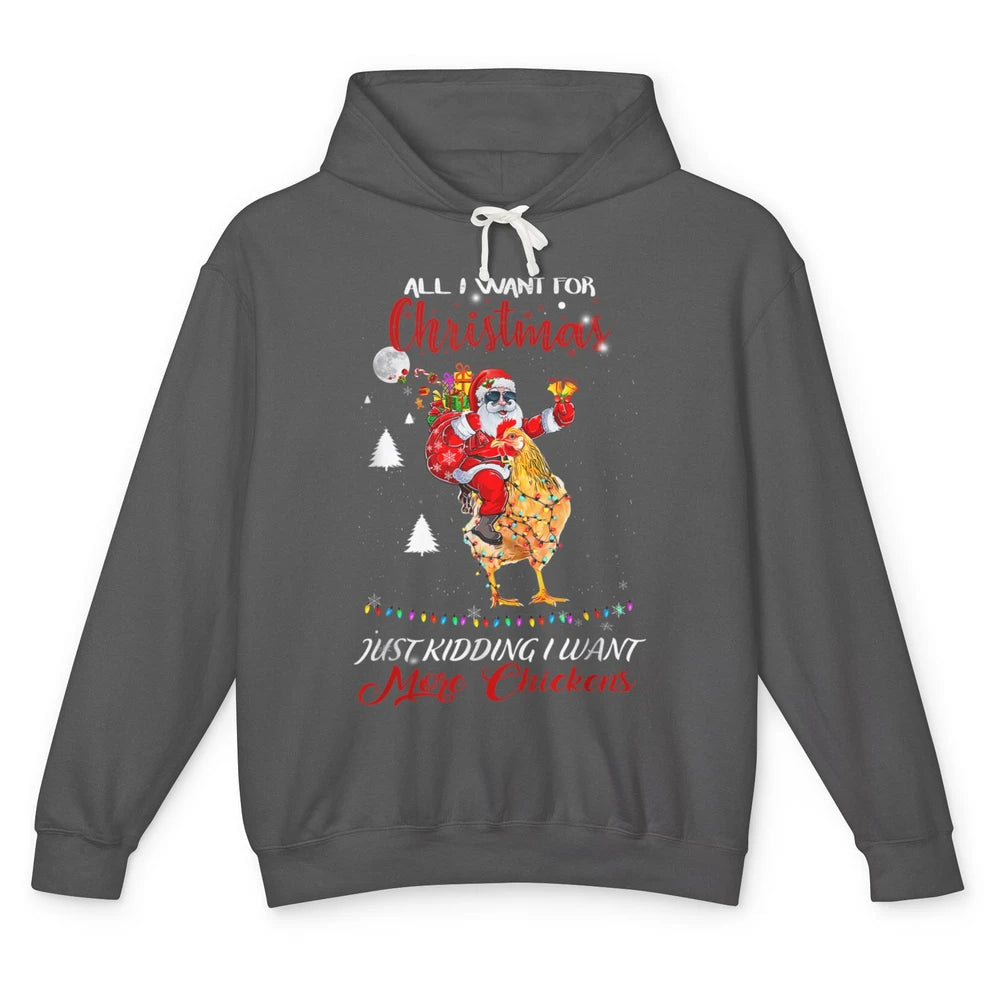 Merry Christmas Funny Santa Claus Riding Chicken Xmas Vibes Unisex Lightweight Hoodie