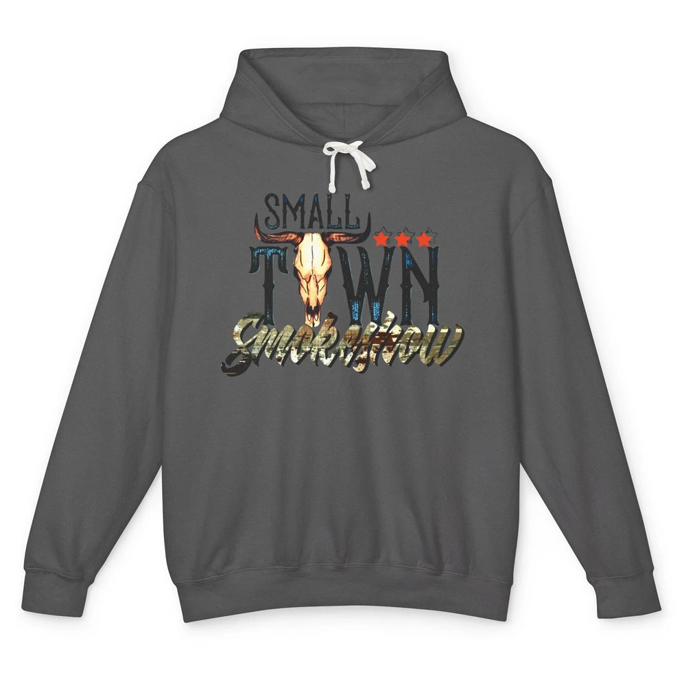 Boho Bull Skull Small Town Smokeshow Western Country Cowgirl Unisex Lightweight Hoodie