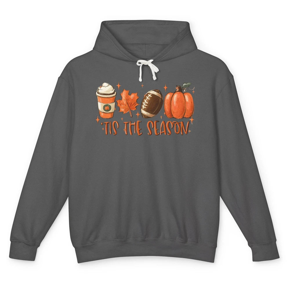 Pumpkin Spice Football Tis The Season Fall Thanksgiving Gift Unisex Lightweight Hoodie