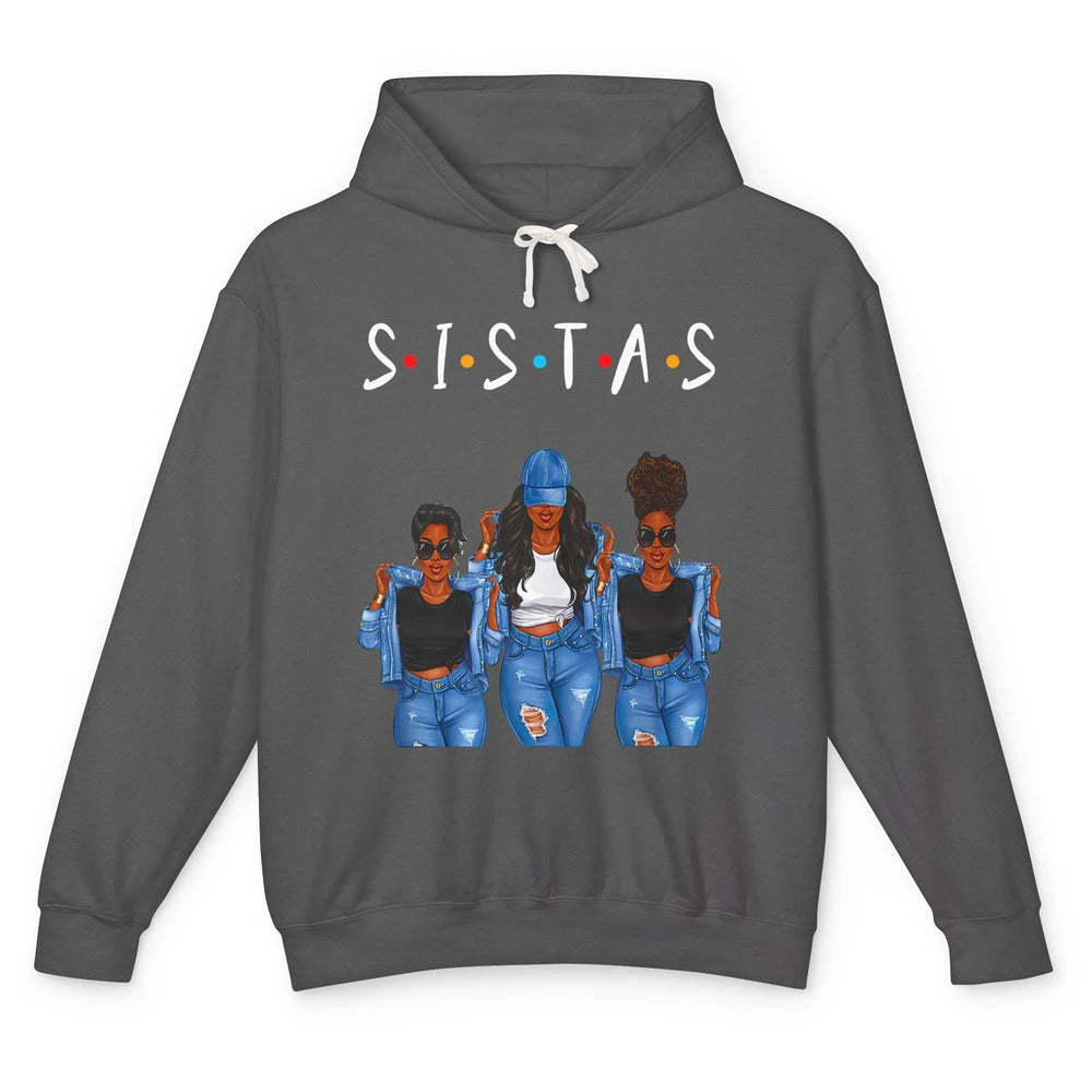 Sistas Awesome Afro Girl Together Black Girls Melanin Bestie Unisex Lightweight Hoodie