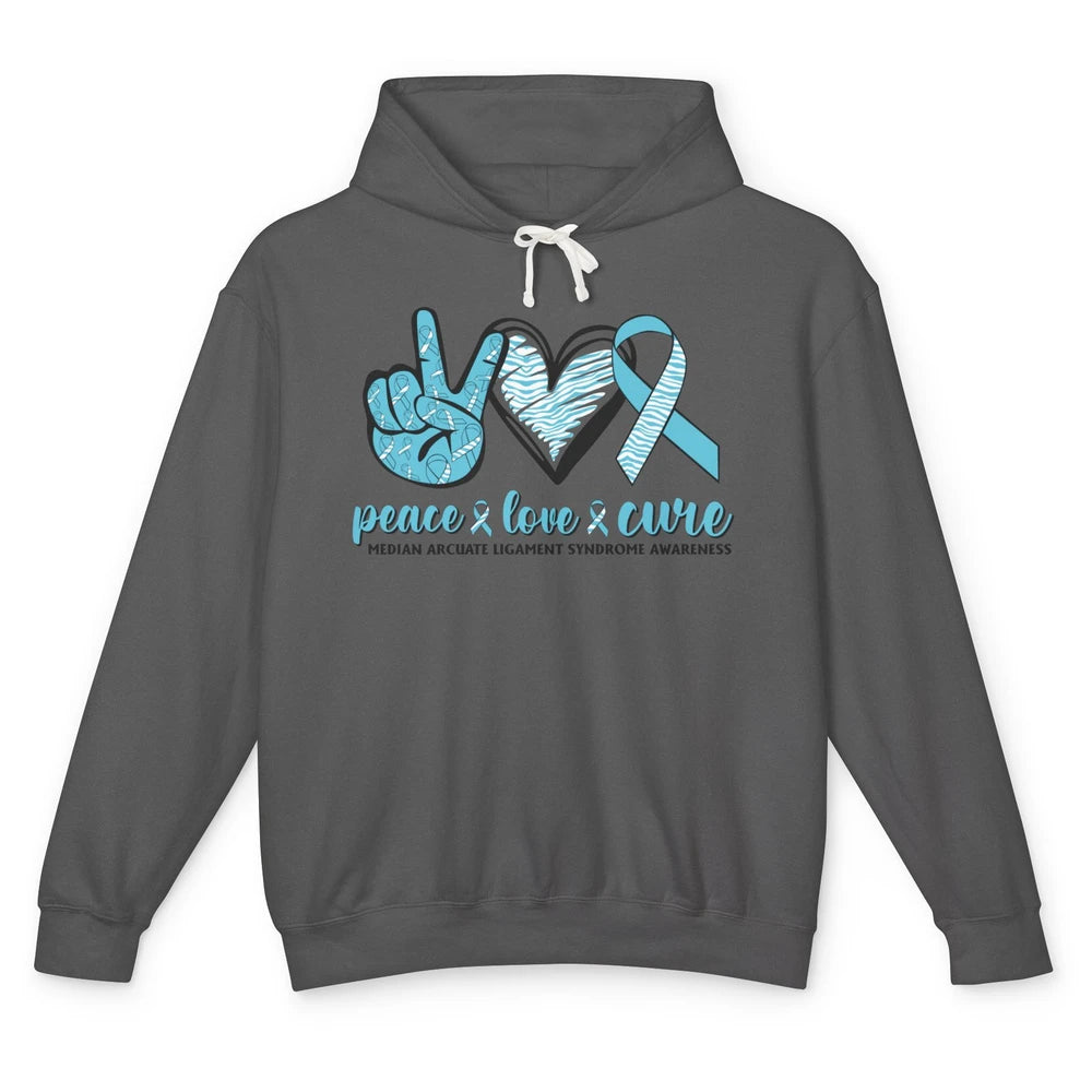 Median Arcuate Ligament Syndrome MALS Ribbon Peace Love Cure Unisex Lightweight Hoodie