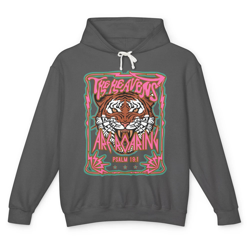 Tiger Lightning Bolt Heavens Are Roaring Christian Catholic Unisex Lightweight Hoodie