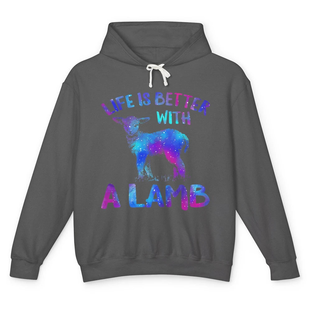 Life Better With Lamb Baby Sheep Shepherd Farm Animal Farmer Unisex Lightweight Hoodie