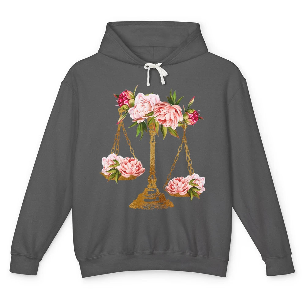 Wildflowers Lawyer Office Scales Decor Justice Law School Unisex Lightweight Hoodie