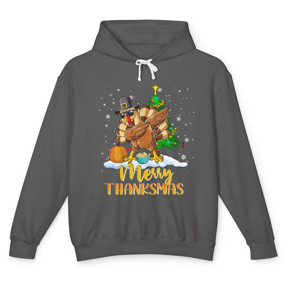 Funny Turkey Merry Thanksmas Christmas Thanksgiving Gift Unisex Lightweight Hoodie