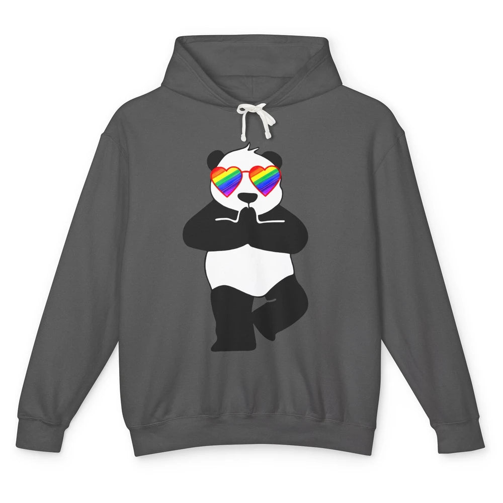 Yoga Panda LGBT Gay Pride Month Rainbow Sunglasses Love Unisex Lightweight Hoodie