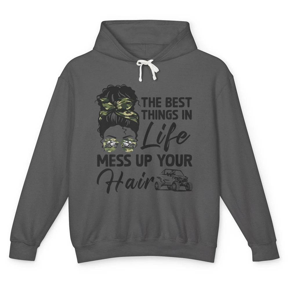 Messy Bun Mess Up Hair Girl Ride Dirty UTV SXS Rider Offroad Unisex Lightweight Hoodie