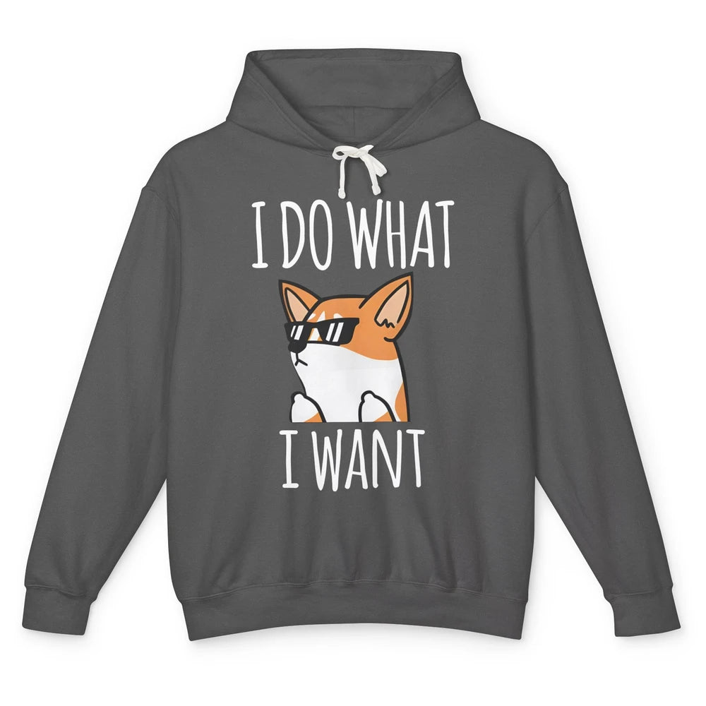 Funny Corgi Glasses I Do What I Want Naughty Corgi Dog Mom Unisex Lightweight Hoodie