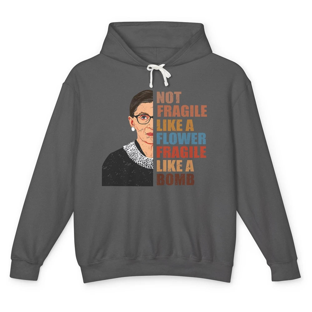 Retro Notorious RBG Fragile Like A Bomb Feminist Women Right Unisex Lightweight Hoodie