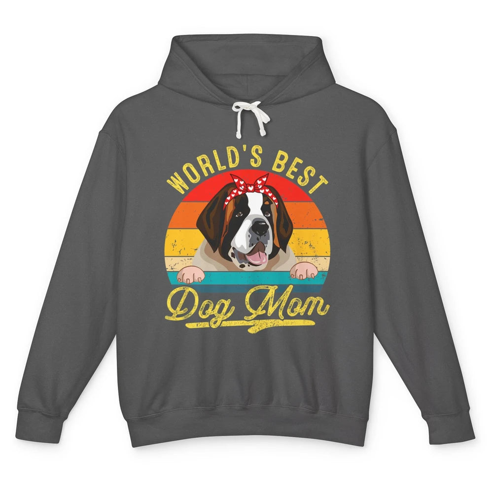 World Best Saint Bernard Dog Mom Funny Sunflower Mothers Day Unisex Lightweight Hoodie